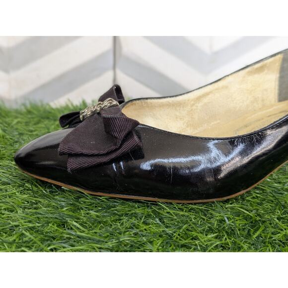 RARE VINTAGE CUSTOM MADE BALENCIAGA Black Kitten Heels W/Burgundy Bow Size 7.5-8 - Picture 10 of 16
